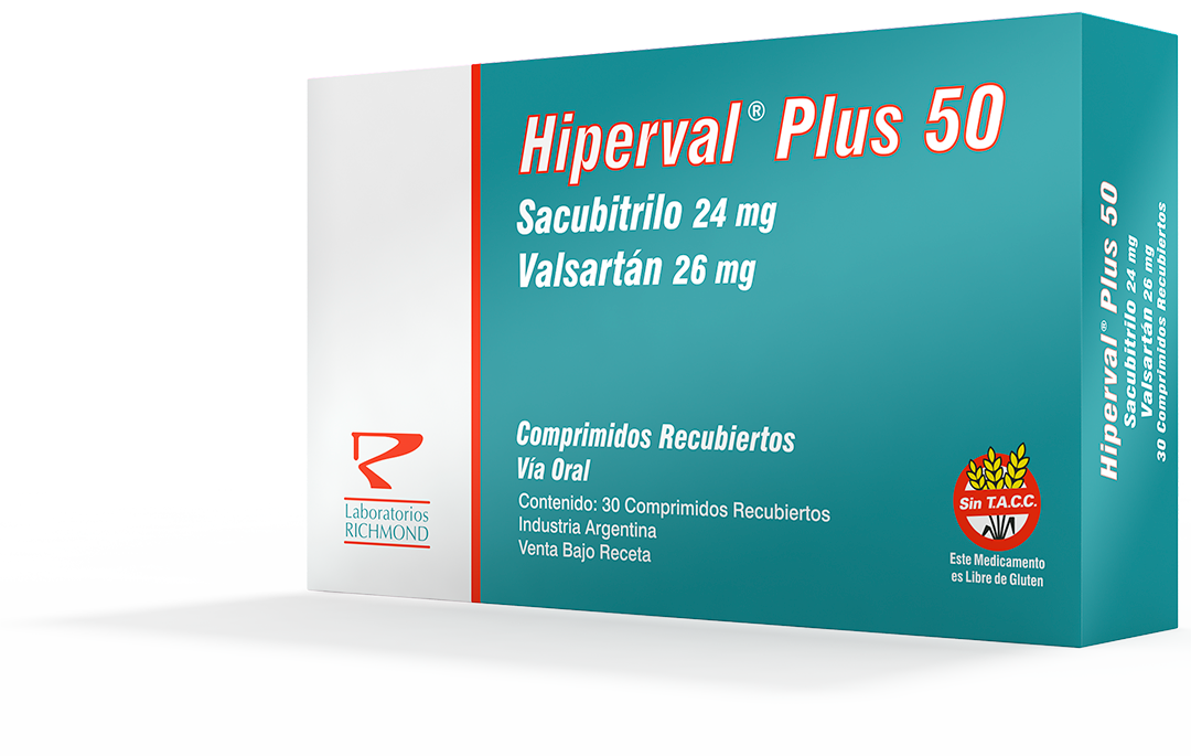 Hiperval Plus Sacubitrilo + Valsartán 24+26 mg - 49+51 mg - 97+103 mg de Laboratorios Richmond